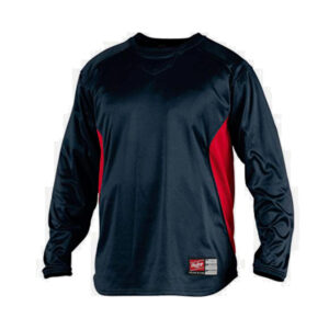 Rawlings LS Dugout Fleece Pullover-Navy/Scarlet