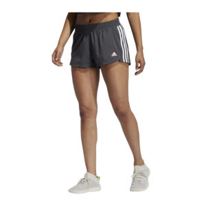 ADIDAS WOMEN’S PACER 3 STRIPE WOVEN SHORT-GREYSIX/WHITE (GM2950)