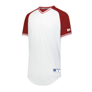 Russell Classic V-Neck Jersey-White/Red (R01X3M)