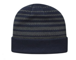 Mesh Knit Beanie with Cuff-Navy/Charcoal (iK85)