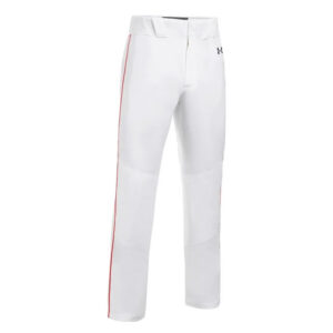 Under Armour ICON 2.0 relaxed tapered baseball pant with piping-White/Scarlet (UBP52XM)