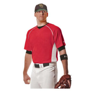 Under Armour YOUTH Backstop Henley Baseball Jersey-Scarlet/White (UBJ107Y)