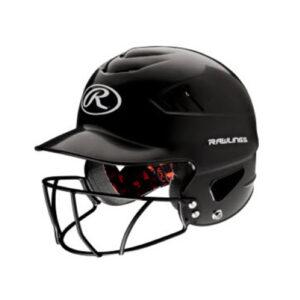 Rawlings Coolflo Batting Helmet with FaceGuard-BLACK (RCFHFG-B)