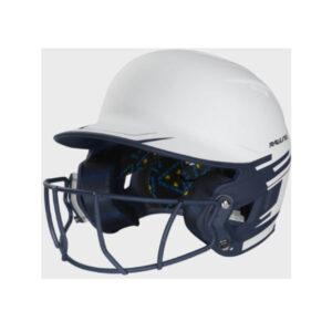 Rawlings MACH fastpitch softball batting helmet with mask – WHITE/NAVY  Junior size (6 3/8 – 7 1/8) (MSB13J-WN)