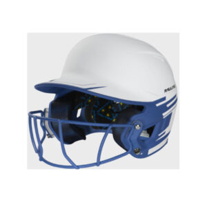 Rawlings MACH fastpitch softball batting helmet with mask – WHITE/ROYAL  Senior size (6 7/8 – 7 5/8) (MSB13S-WR)