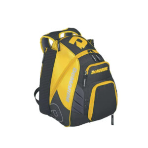 DeMarini Voodoo ReBirth Backpack baseball/softball bag – Gold/Blk  13″L X 12″ W X 20.5″ H (WTD9105-LG)