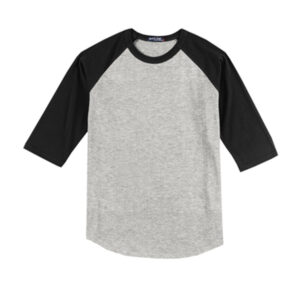 Sport-Tek 3/4 Sleeve Baseball shirt-Heather/Black (T200)