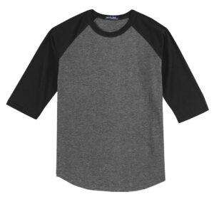 Sport-Tek 3/4 Sleeve Baseball shirt-Dark Heather/Black (T200)