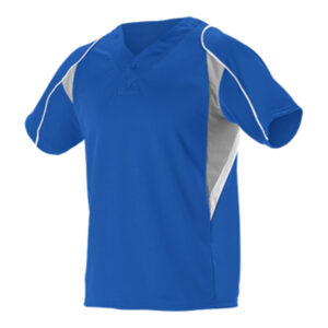 Allleson Extrem Youth Mock Mesh 2 Button Baseball Jersey-Royal/Grey (529Y)