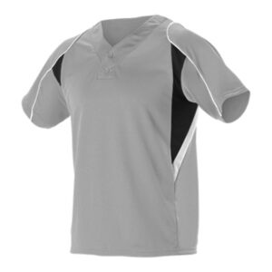 Allleson Extrem Youth Mock Mesh 2 Button Baseball Jersey-Grey/Black (529Y)