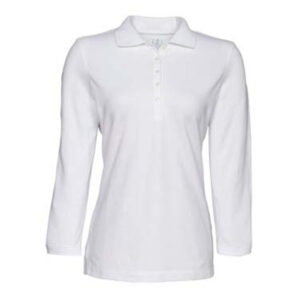 Izod Ladies 3/4 Sleeve Silkwash Pique Sport Shirt –  White (13z0083)