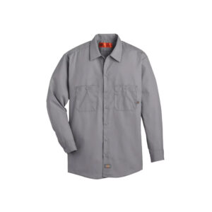 65/35 Poplin Long SL Work Shirt w/snap Front-Light Grey (SP16)