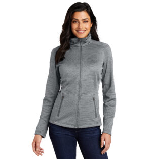 Port Authority Ladies Digi Stripe Fleece Jacket-Grey (L231)