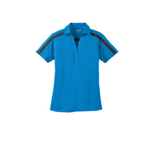 Port Authority Ladies Silk Touch Performance Colorblock Stripe Polo-Brilliant Blue (L547)