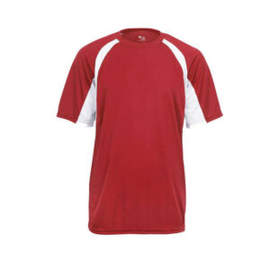 Adult B-Dry Short-Sleeve Two-Tone Hook Tee-Red/White (4144)