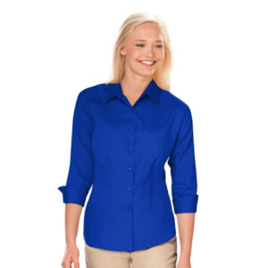 Blue Generation Ladies 3/4 Sleeve Fine Line Twill -Royal (BG6330)