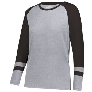 Augusta Ladies Fanatic 2.0 Long Sleeve Tee-Grey Heather/Black (2917)