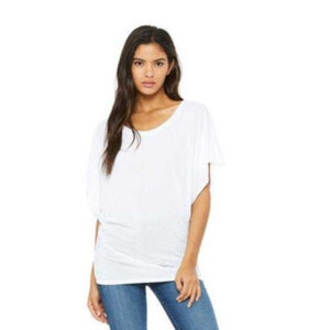 Bella and Canvas Ladies Flowy Draped Sleeve Dolman T-Shirt-White Marble (8821)