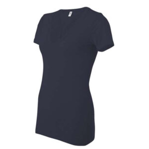 Bella and Canvas Women’s Deep V-Neck Jersey Tee-Navy Marble (6035)