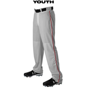 Alleson YOUTH 2 Color Baseball Pant-Grey/Scarlet (605WL2Y)