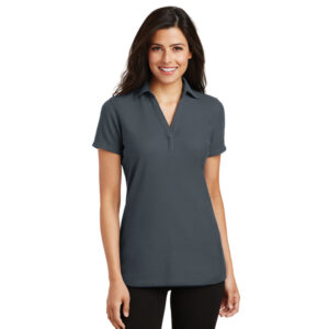 Port Authority Ladies Silk Touch Y-Neck Polo-Steel (L5001)